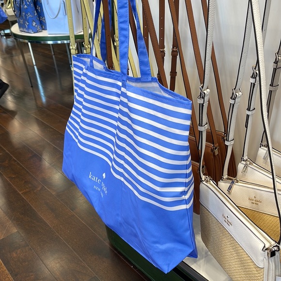 Kate Spade Purple-Blue Canvas Tote XL Reusable Shopping Beach Bag - Picture 2 of 16